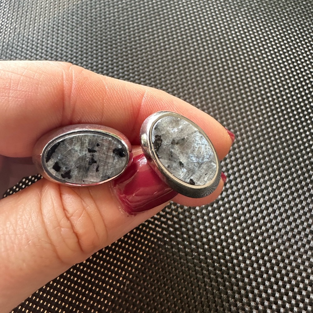 Elegant Silver and Marble Dunhill vintage cufflinks